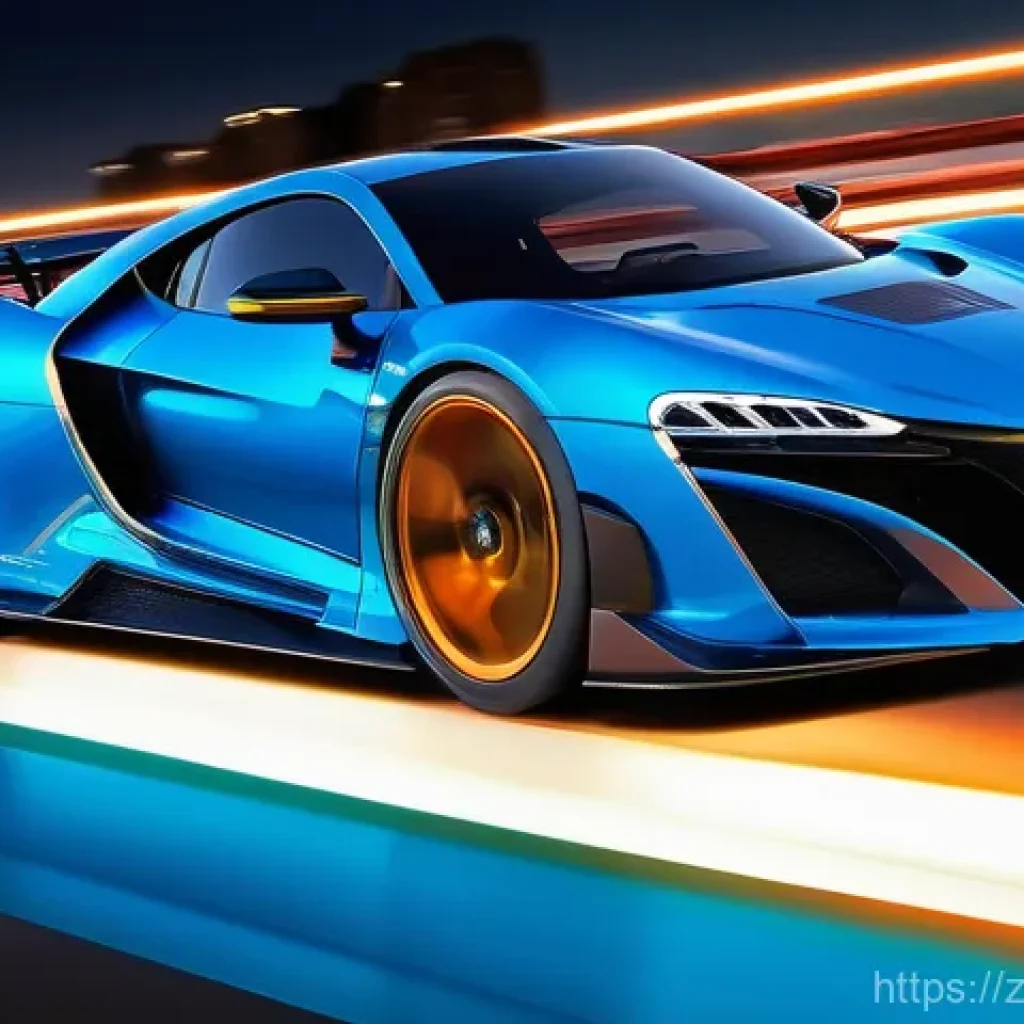 카트라이더 신규 업데이트와 커뮤니티 발전 - **Dynamic New Race Car Debut**
Prompt: A highly stylized, futuristic racing game scene. The cent...