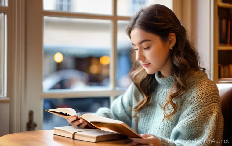 카트라이더 글로벌 대회 참가자 인터뷰 - A young woman, approximately 20-25 years old, with long, wavy brown hair, is engrossed in reading a ...