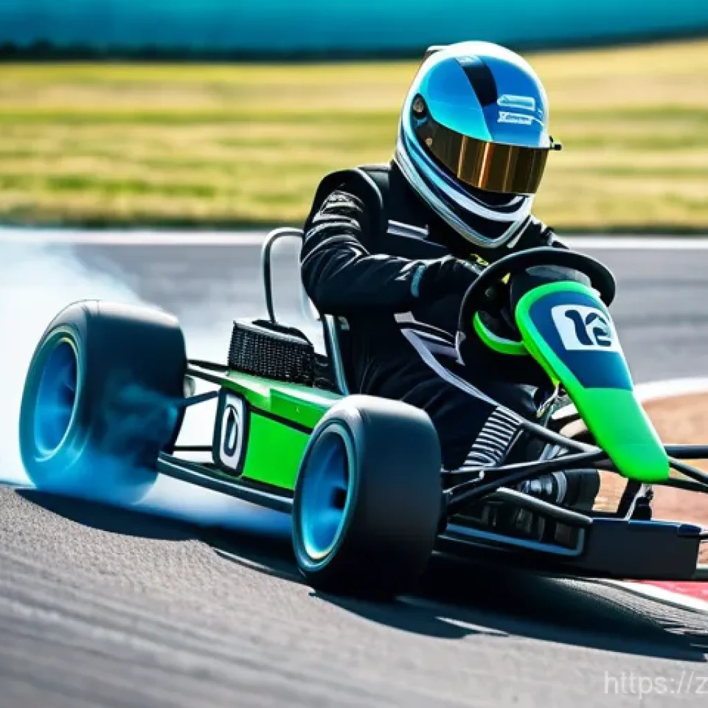 카트라이더 초보 유저의 게임 공략 요령 - A high-energy, dynamic scene of a customized racing kart executing a perfect 'double tap drift' on a...