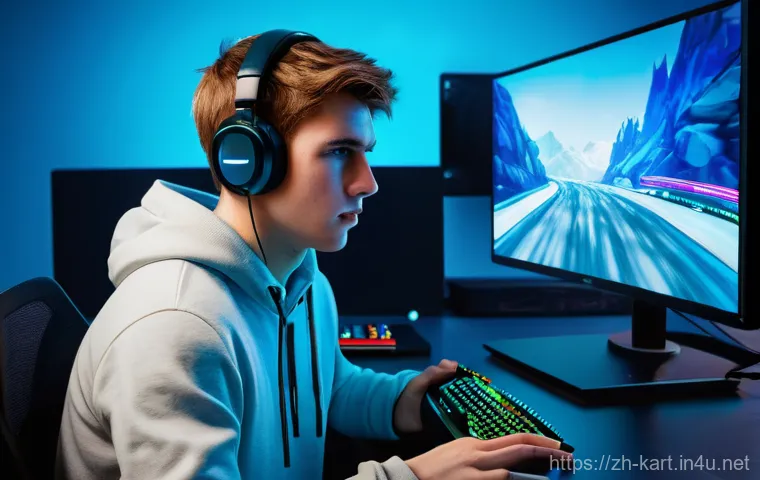 카트라이더 글로벌 출시와 유저 반응 - A group of diverse young adults, dressed in trendy, sporty casual wear, are excitedly gathered aroun...