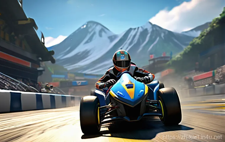 카트라이더 고수들의 노하우 - **A dynamic, high-speed shot of a professional-looking kart racer masterfully executing a "best-opti... 카트라이더 고수들의 노하우 - **A dynamic, high-speed shot of a professional-looking kart racer masterfully executing a "best-opti...