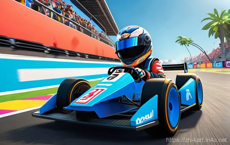 카트라이더 글로벌 커뮤니티 추천 - **Prompt:** A dynamic scene of friends enthusiastically playing "KartRider: Drift" together on a Dis...