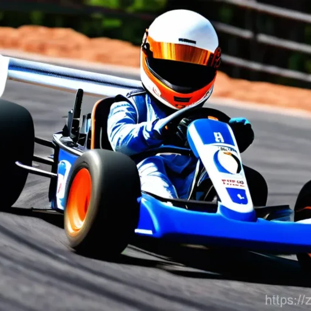 카트라이더 초보 유저가 알아야 할 트랙 정보 - **Prompt 1: The Determined Newbie on Mine Lava Trail**
    A young, determined male kart racer, appr...