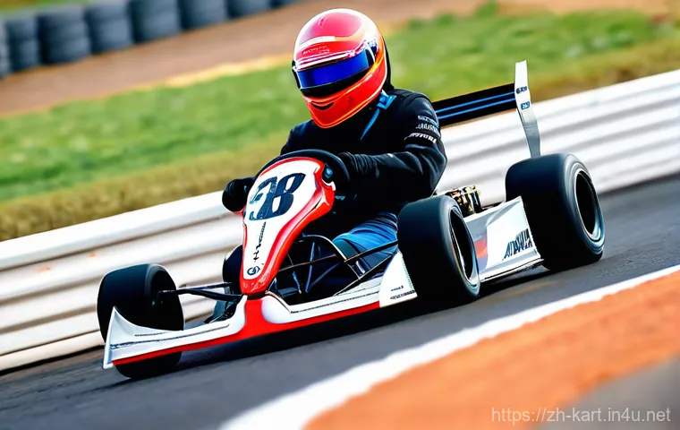 카트라이더 초보 유저가 알아야 할 트랙 정보 - **Prompt 1: The Determined Newbie on Mine Lava Trail**
    A young, determined male kart racer, appr...