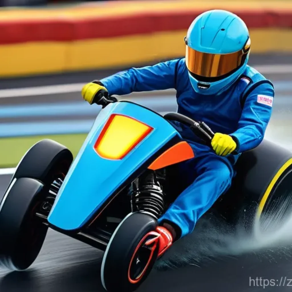 카트라이더 신규 유저의 아이템 활용법 - **Prompt:** A dynamic, high-energy scene from a kart racing game's item mode. A male racer, wearing ...