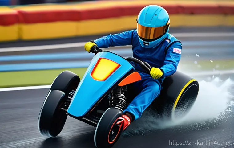 카트라이더 신규 유저의 아이템 활용법 - **Prompt:** A dynamic, high-energy scene from a kart racing game's item mode. A male racer, wearing ...