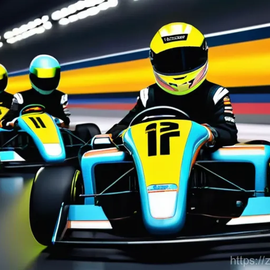카트라이더 신규 유저와 게임 스타트 팁 - **Prompt 1: New Racer's First Choice**
A group of diverse young, teenage racers (two boys and tw...