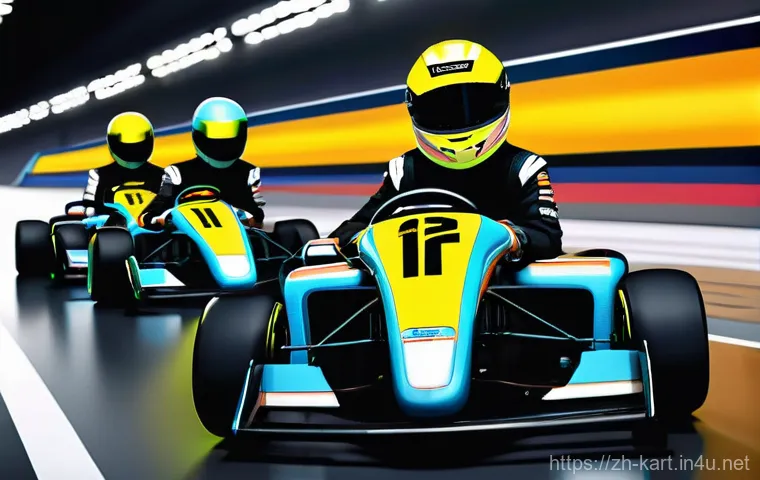 카트라이더 신규 유저와 게임 스타트 팁 - **Prompt 1: New Racer's First Choice**
A group of diverse young, teenage racers (two boys and tw...