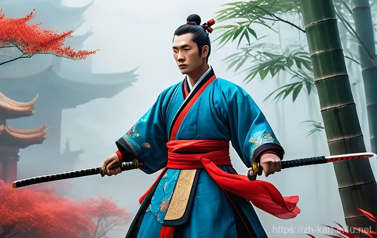 카트라이더 팬아트 대회의 글로벌 트렌드 - A dynamic digital painting of KartRider's Dao character reimagined as a valiant Chinese chivalrous h...