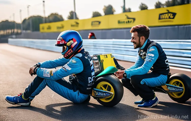 카트라이더 팬아트 이벤트 참가자 후기 - An imaginative and surreal interpretation of KartRider game mechanics. In the center of a stylized, ... 카트라이더 팬아트 이벤트 참가자 후기 - An imaginative and surreal interpretation of KartRider game mechanics. In the center of a stylized, ...