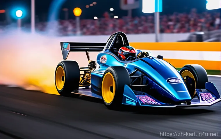 카트라이더 레이싱 전략 개발 - **Dynamic Super Start at a Futuristic City Track**
    A wide shot capturing the explosive beginning...