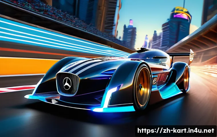 카트라이더 시즌 패스 리뷰 - A dynamic, high-speed, and futuristic racing scene. The legendary racing car "Phantom Gale" is at th...