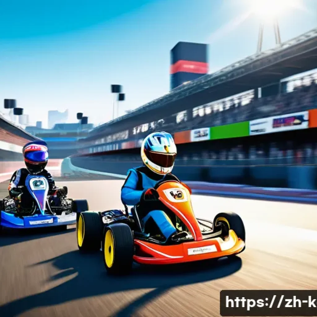 카트라이더 랭크전 시즌제 특징 - **New Season Rush:** A dynamic, wide shot of various stylized kart racing vehicles, each driven by u...