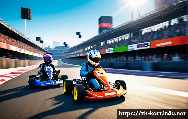 카트라이더 랭크전 시즌제 특징 - **New Season Rush:** A dynamic, wide shot of various stylized kart racing vehicles, each driven by u...