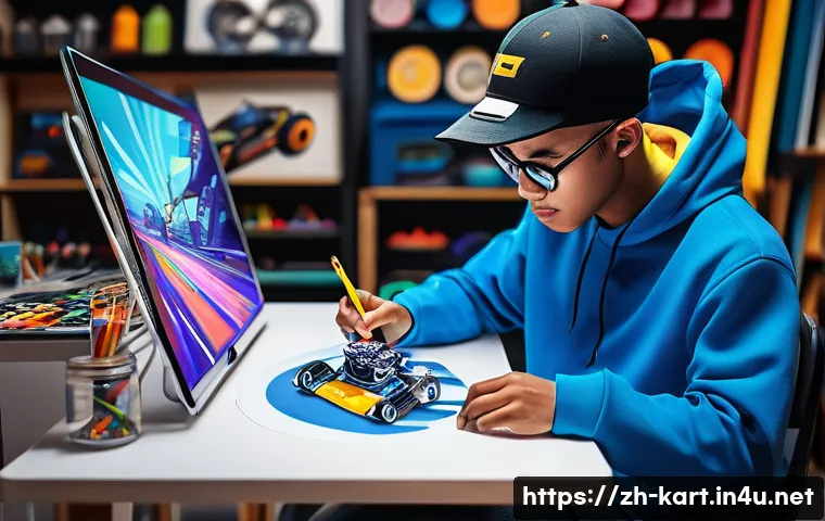 카트라이더 팬아트 대회의 성공 요인과 유저 반응 - **Prompt:** A vibrant and dynamic illustration of iconic KartRider characters (such as Dao, Bazzi, B...