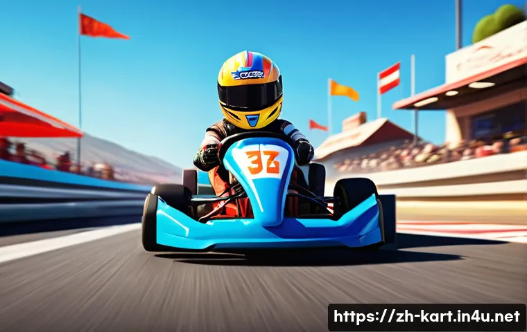 카트라이더 초보자 레벨업 플랜 - A cheerful young male character, reminiscent of Dao or Bazzi, is diligently practicing kart racing o...