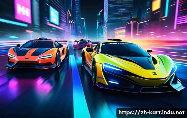 카트라이더 이벤트 코인 획득법 - A vibrant gaming scene showing a diverse team of players in a futuristic racing game, collaborating ...