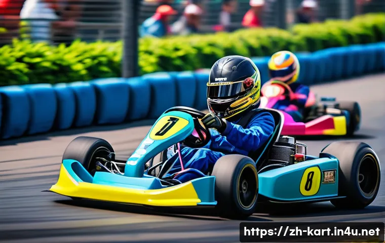 카트라이더 공식 채널 활용법 - A vibrant and dynamic kart racing scene featuring diverse racers competing intensely on a detailed, ...
