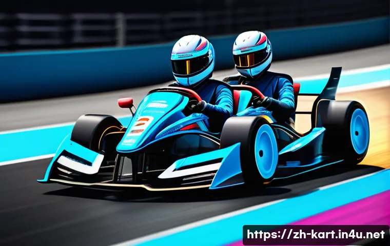 카트라이더 팀플레이와 트랙 공략법 - A dynamic kart racing team in action on a vibrant futuristic track named "Galaxy Sprint," featuring ...