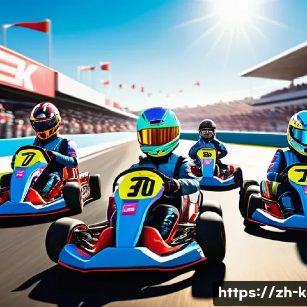 카트라이더 초보 유저의 이벤트 활용 공략 - A vibrant and dynamic kart racing scene featuring a group of young players participating in a cooper...