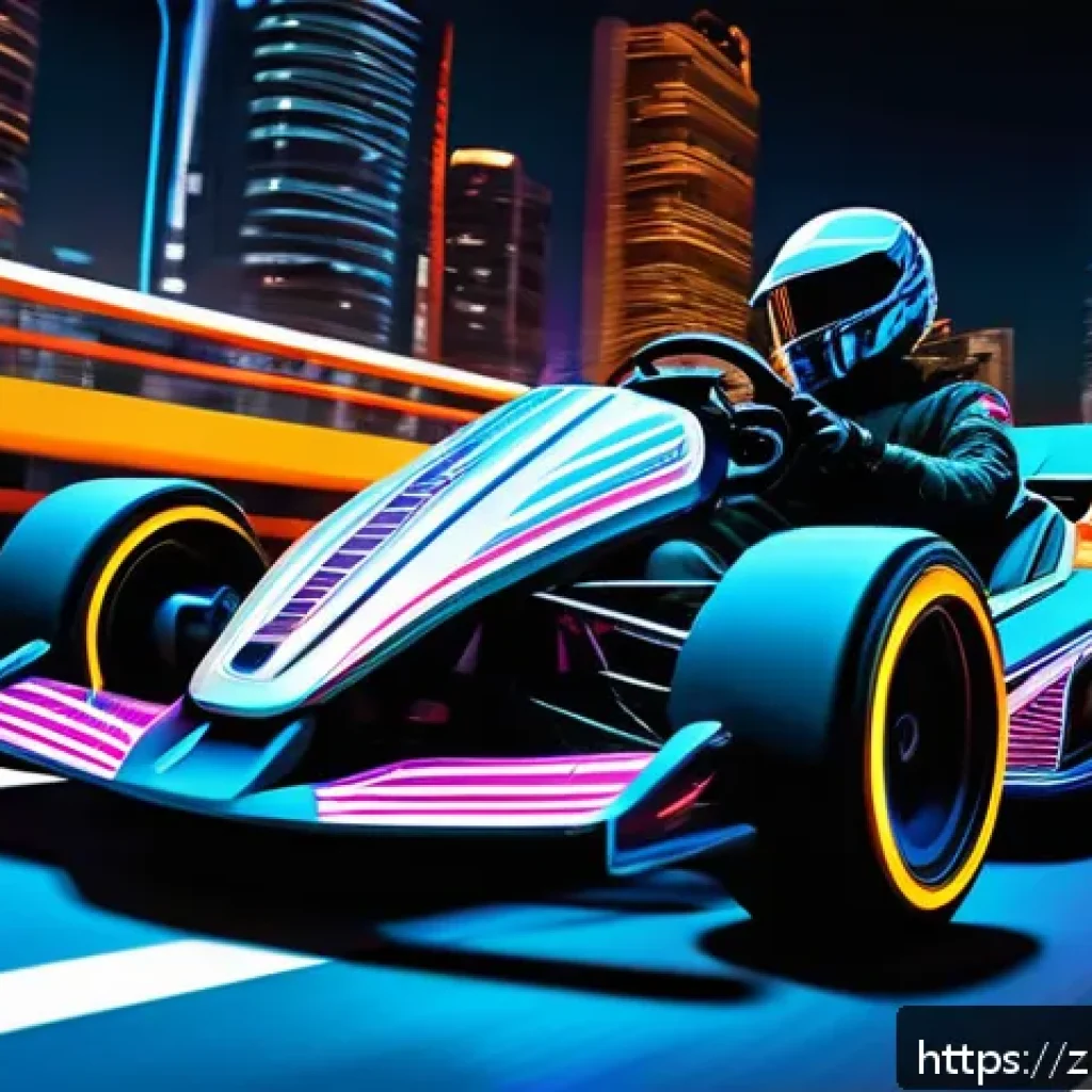 카트라이더 팬아트 대회의 새로운 방향 - A dynamic digital painting of a futuristic go-kart racing scene blending traditional kart design wit...