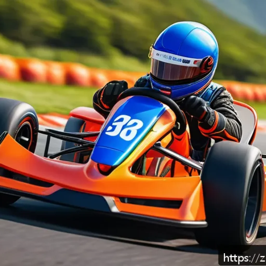 카트라이더 전설 캐릭터 설정 - A dynamic racing scene featuring a sleek, futuristic kart driven by a character named "Flame Eagle,"...