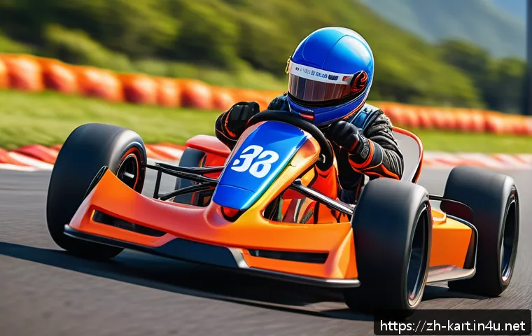 카트라이더 전설 캐릭터 설정 - A dynamic racing scene featuring a sleek, futuristic kart driven by a character named "Flame Eagle,"...