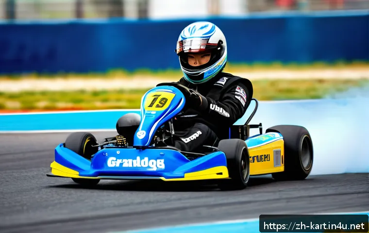 카트라이더 초보 유저를 위한 트랙별 공략 노트 - A dynamic racing scene showing a skilled kart driver executing a perfect drift through a sharp corne...