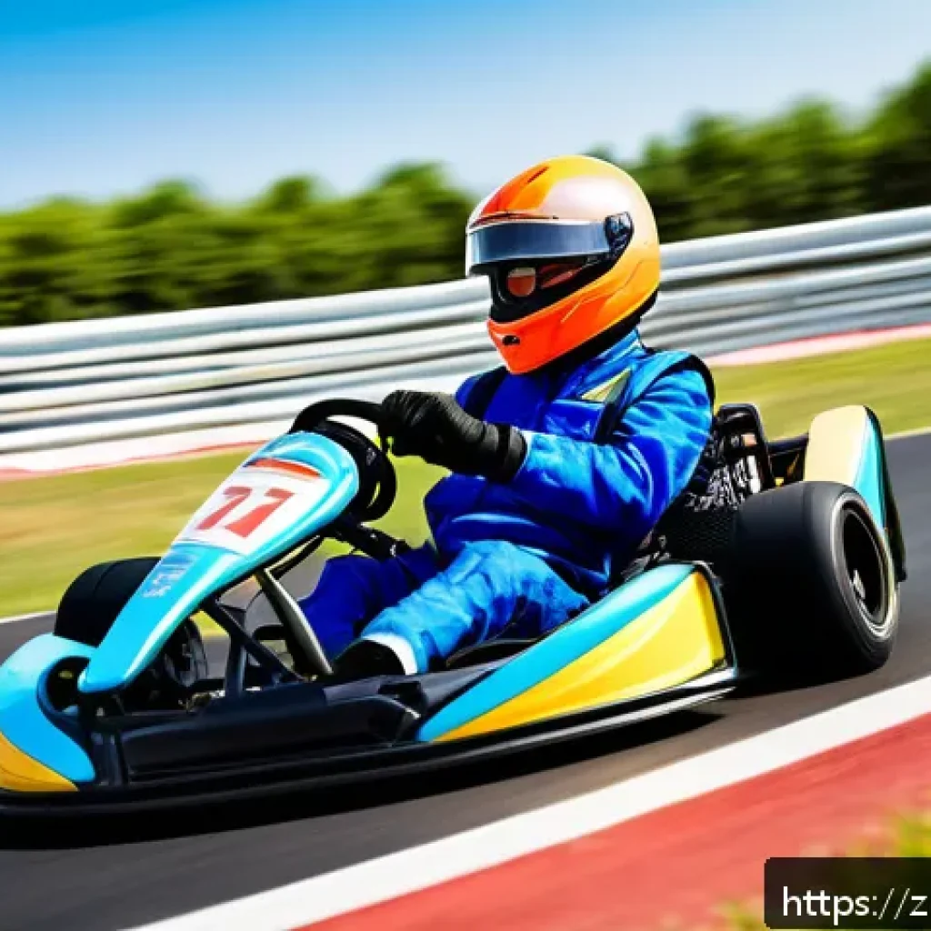 카트라이더 초보 유저의 게임 공략 성공 스토리 - A dynamic scene of a professional kart racer skillfully navigating a sharp corner on a modern kartin...