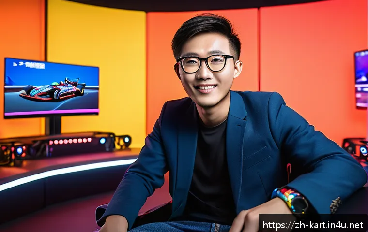 카트라이더 스트리머 커뮤니티 링크 - A vibrant kart racing streamer community scene inside a modern live streaming studio, featuring a ch...