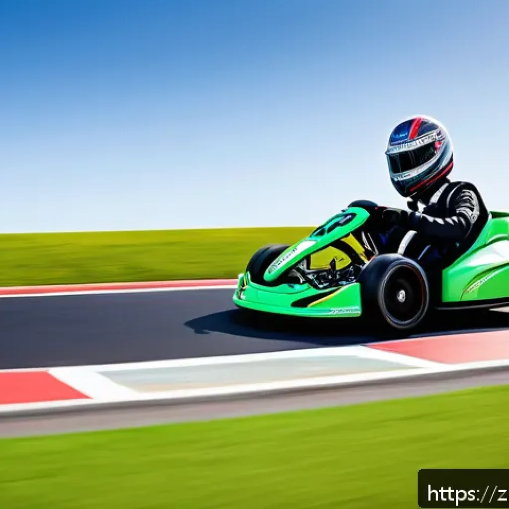 카트라이더 트랙별 최고 기록 - A dynamic kart racing scene on a professional race track featuring a sleek, aerodynamic go-kart spee...