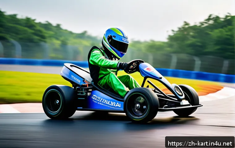 카트라이더 트랙별 공략 노하우 - A dynamic kart racing scene on a winding S-shaped asphalt track under bright daylight, featuring a s...