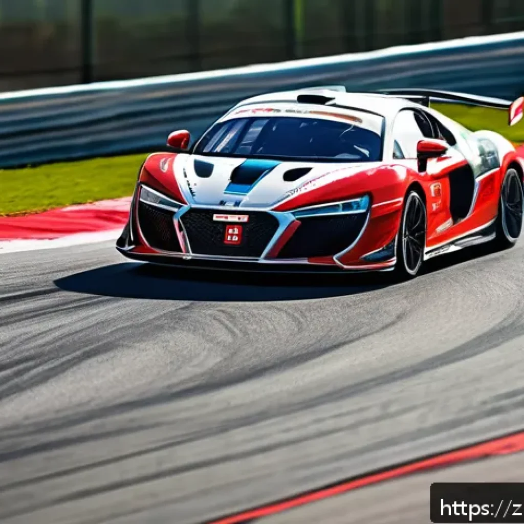 카트라이더 초보 유저를 위한 트랙 공략 - A dynamic racing car maneuvering through a sharp hairpin turn on a professional race track under bri...
