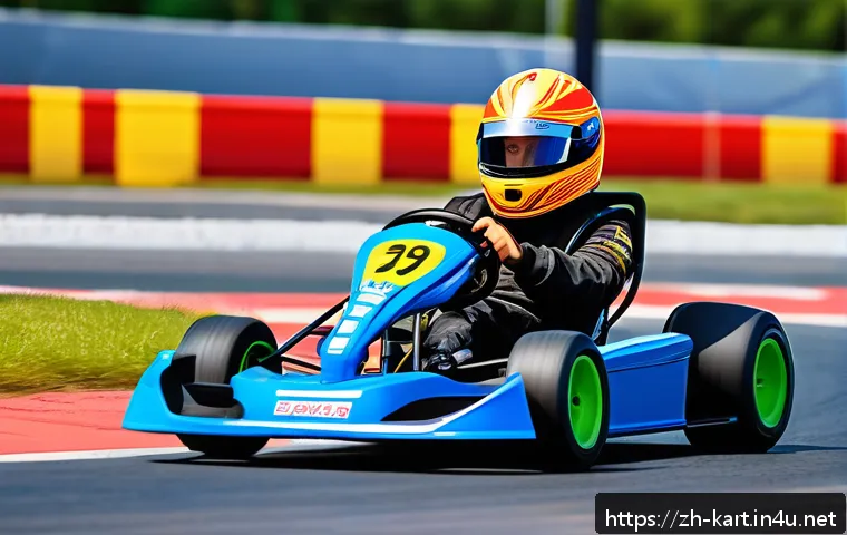 카트라이더 아이템전 초보 공략 - A dynamic kart racing scene on a vibrant, twisting race track featuring a young adult driver wearing...