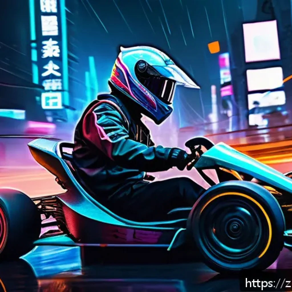 카트라이더 팬아트 대회의 성공 사례 - A dynamic, futuristic kart racing scene rendered in a blend of traditional Chinese ink wash style an...