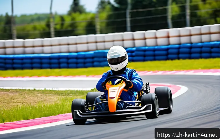카트라이더 초보자 가이드 영상 - A young adult kart driver wearing a full safety suit, helmet, and gloves, sitting comfortably in a s...