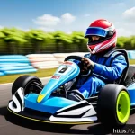 카트라이더 팀전 승리 공략 - A dynamic kart racing team in action on a winding track, featuring four young adult racers wearing c...